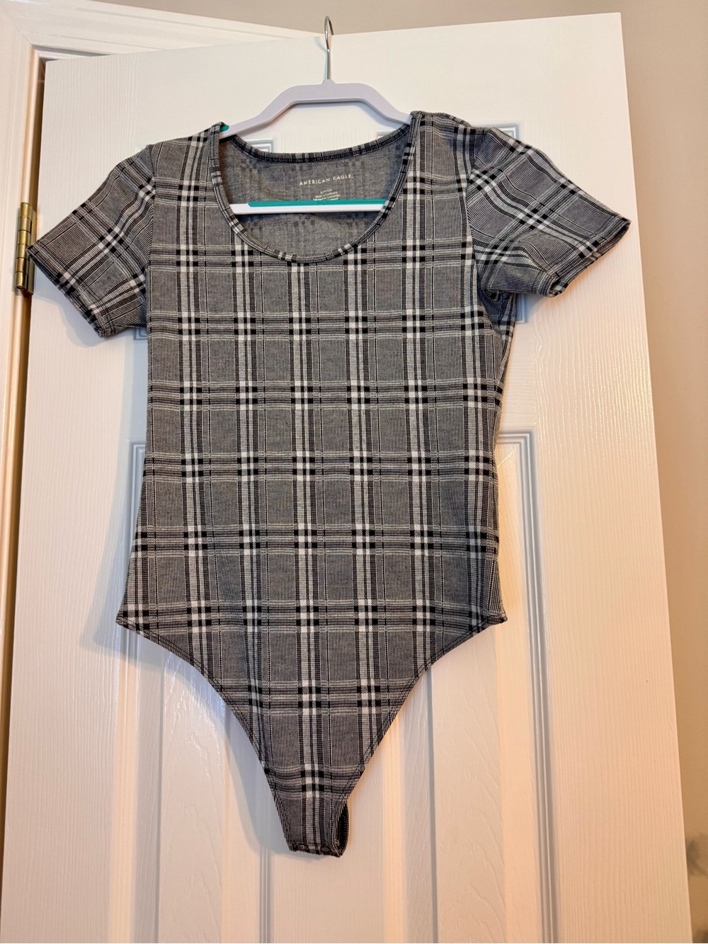 Women’s American Eagle Plaid One-Piece Bodysuit - Gray